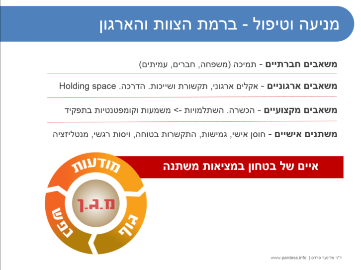 מניעה וטיפול ברמת הצוות והארגון