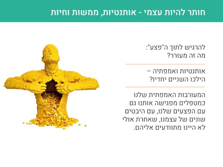 אותנטיות, ממשות וחיות במרחב הטיפולי - פרדוקסים בהתהוות העצמי כמטפל- הרצאה בכנס ישראלי לפסיכותרפיה